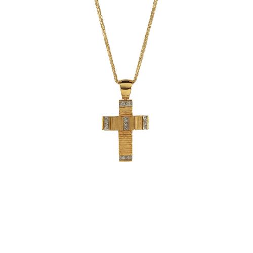 Χρυσός σταυρός Κ14 με ζιργκόν ΧΣ00019 - Χωρίς Αλυσίδα