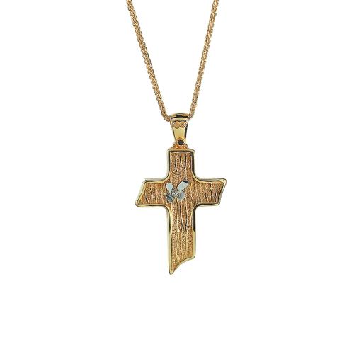 Χρυσός σταυρός ματ Κ14 ΧΣ00022A - Με την αλυσίδα της φωτογραφίας 40cm