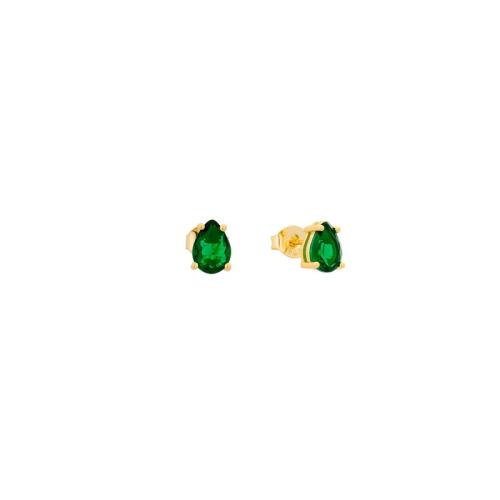 Επιχρυσωμένα Ασημένια Σκουλαρίκια 925 με Πράσινες Ζιργκόν AE000174