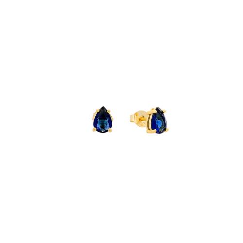 Επιχρυσωμένο Ασημένια Σκουλαρίκια 925 με Μπλε Ζιργκόν AE000176