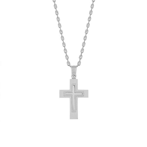 Λευκόχρυσος Βαπτιστικός Σταυρός 14K XS00049A - Με την αλυσίδα της φωτογραφίας 50cm