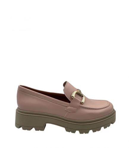 Loafers eco leather με διακοσμητικό - Ροζ
