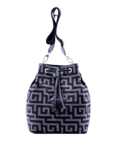 Τσάντα πουγκί με ιδιαίτερο pattern - Γκρι σκούρο