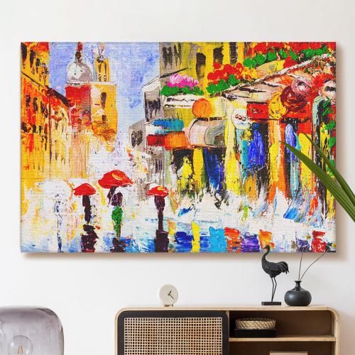 Πίνακας σε Καμβά, Colorful Rainy Night