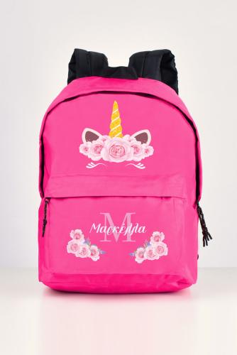 Σχολική Τσάντα Δημοτικού, σε Χρώμα Φούξια, Unicorn Flower, BackPack