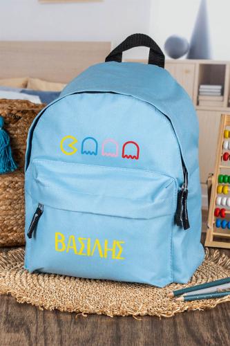 Σχολική Τσάντα Πλάτης Νηπιαγωγείου σε Γαλάζιο Χρώμα, Pacman
