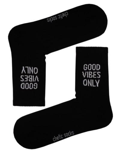 Κάλτσες Good Vibes Only μαύρο unisex 78% βαμβάκι