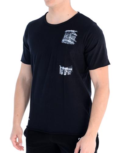 Ανδρικό κοντομάνικο loose μπλουζάκι σε μαύρο χρώμα