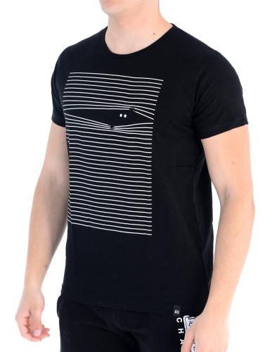 Ανδρικό κοντομάνικο μπλουζάκι σε μαύρο χρώμα