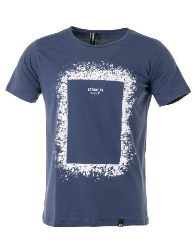 Ανδρικό t-shirt με στάμπα σε μπλε τζιν χρώμα