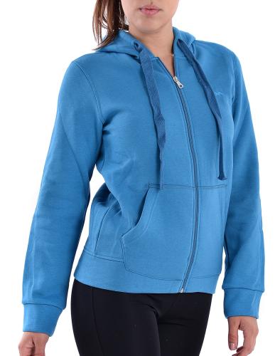 Γυναικεία ζακέτα φούτερ με κουκούλα σε μπλε ρουά χρώμα