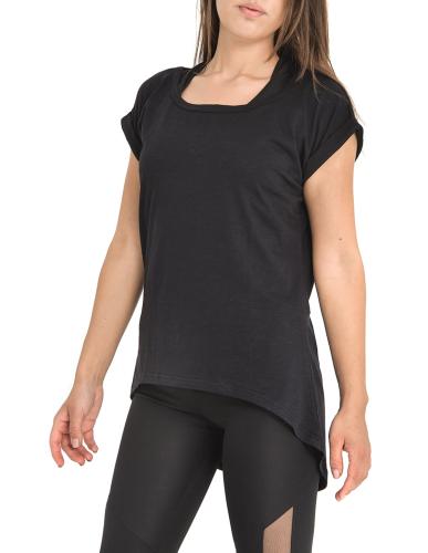 Γυναικείο κοντομάνικο ριχτό μπλουζάκι σε μαύρο χρώμα