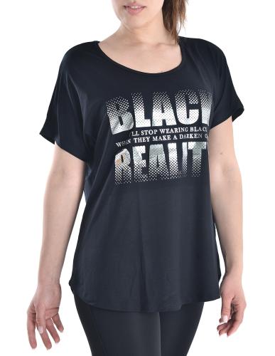 Γυναικείο μπλουζάκι ριχτό σε μαύρο χρώμα