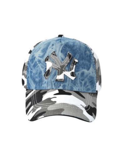 Καπέλο Jockey με σχέδιο militaire σε μπλε/γκρι αποχρώσεις