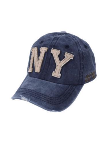 Καπέλο Jockey πετροπλυμένο NY σε μπλε χρώμα