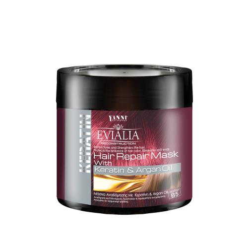Evialia Mask Keratin & Argan Oil Μάσκα Αναδόμησης Μαλλιών με Κερατίνη & Λάδι Αργκάν, Β5 για ταλαιπωρημένα μαλλιά - 500ml