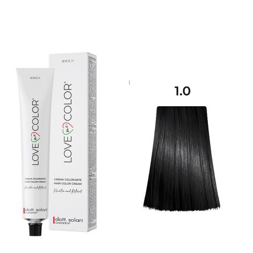 Love Me Color Βαφή μαλλιών 1.0 Μαύρο - 100ml - Με Κερατίνη και χαμηλή περιεκτικότητα σε αμμωνία.