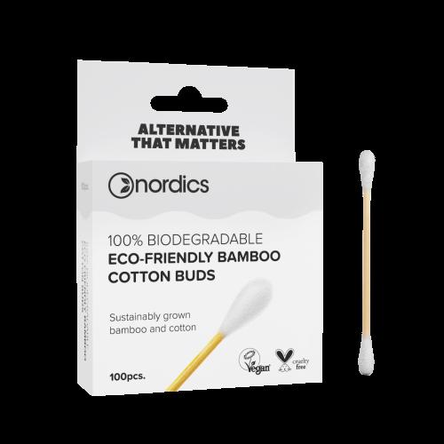 Nordics Βιοδιασπώμενες Μπατονέτες από Bamboo σε Λευκό Χρώμα 100τμχ