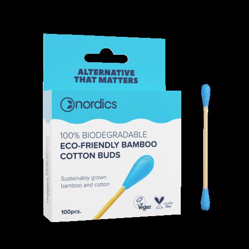 Nordics Βιοδιασπώμενες Μπατονέτες από Bamboo σε Μπλε Χρώμα 100τμχ