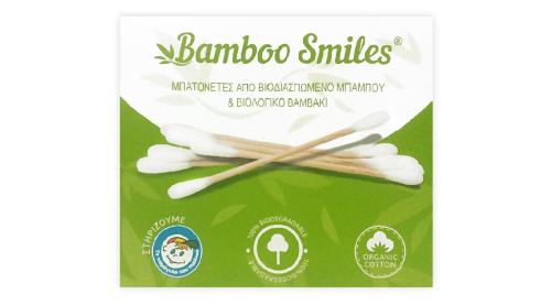 Bamboo Smiles Μπατονέτες από Μπαμπού & Βιολογικό Βαμβάκι 100τεμ.