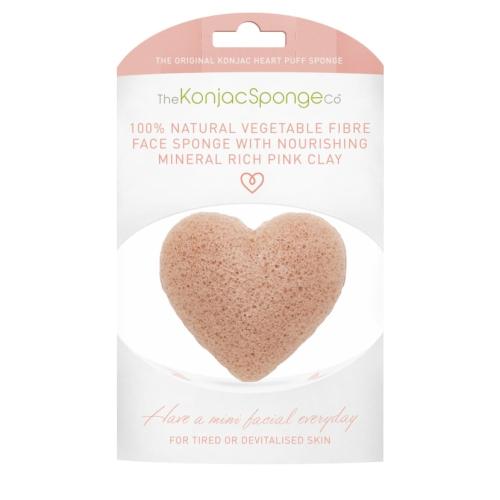 Konjac Sponge Premium Σφουγγάρι Προσώπου από Αγνό Konjac και Ροζ Άργιλο σε Σχήμα Καρδιάς