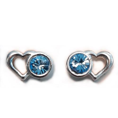 Le Bijoux Vert Υποαλλεργικά Σκουλαρίκια Επάργυρα Heart & Blue Crystal