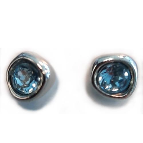 Le Bijoux Vert Υποαλλεργικά Σκουλαρίκια Επάργυρα Light Blue Round Crystal