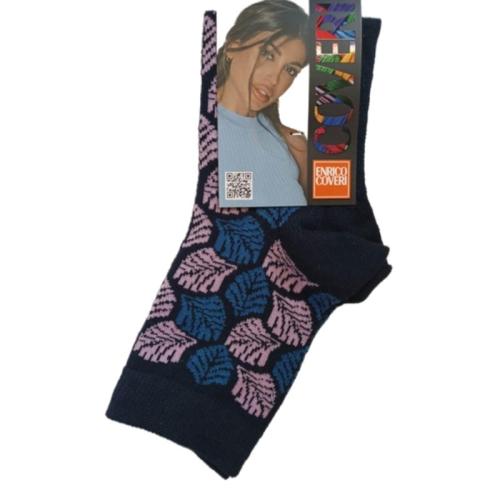 Γυναικεία κάλτσα ημίκοντη με σχέδιο 'Φύλλα | 8ASS ΜΠΛΕ