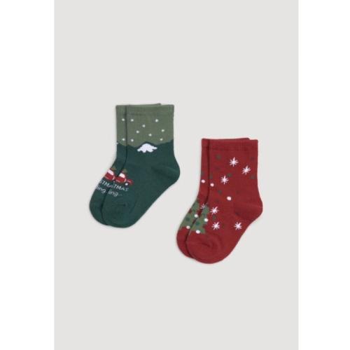Παιδικές/Βρεφικές κάλτσες Χριστουγεννιάτικες 2άδα | 52254 ΚΟΚΚΙΝΟ/ΠΡΑΣΙΝΟ