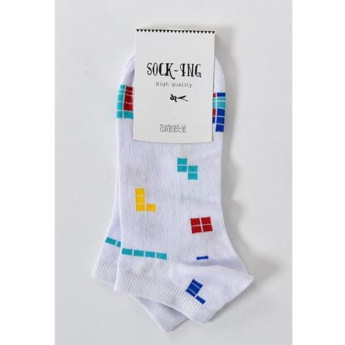 Τερλίκι κάλτσα Ανδρική με σχέδιο Tetris | 1121 ΛΕΥΚΟ