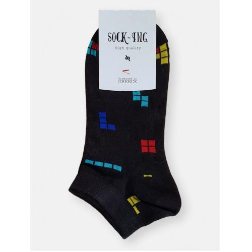 Τερλίκι κάλτσα Ανδρική με σχέδιο Tetris | 1121 ΜΑΥΡΟ
