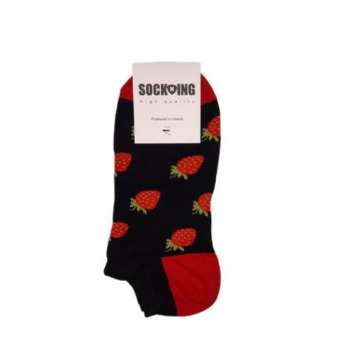 Τερλίκι κάλτσα Γυναικεία με σχέδιο Φράουλες | 11422-01 ΜΑΥΡΟ