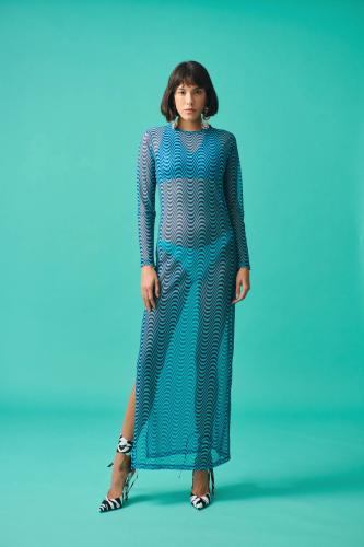 PCP Evie Φόρεμα Διαφάνεια Waves Μπλε