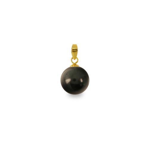 Χρυσό Κ18 μενταγιόν με μαύρο Shell Pearl - M316661B