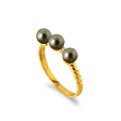 Δαχτυλίδι Κ18 χρυσό με μαργαριτάρια Akoya - G317283B