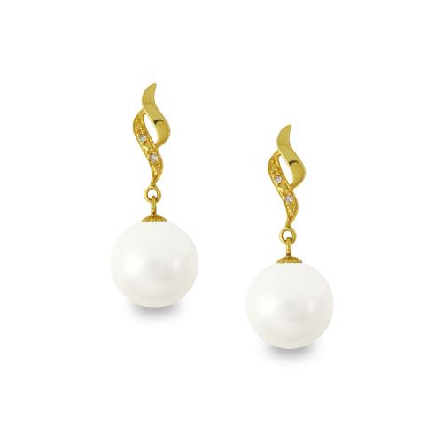 Σκουλαρίκια με λευκά Shell Pearl και διαμάντια - G319985