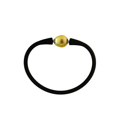 Βραχιόλι με gold μαργαριτάρι South Sea 10,0-11,0mm Black Elastic Silicon - F122715BRCG