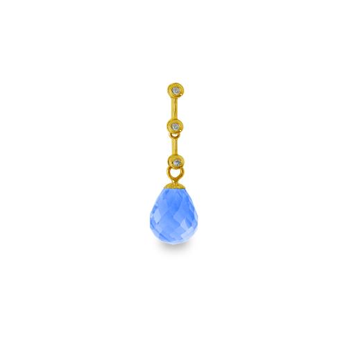 Χρυσό μενταγιόν με Blue Topaz και διαμάντια - M318475BT