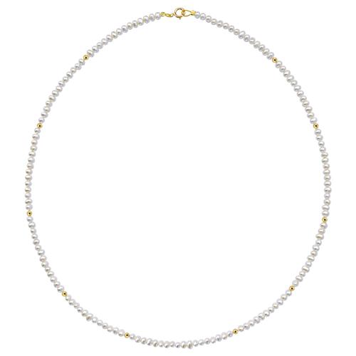 Κολιέ με λευκά μαργαριτάρια και χρυσο κούμπωμα Κ14 - M120599