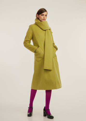 Παλτό από μαλλί και κασμίρ με εφέ κασκόλ - Olive green