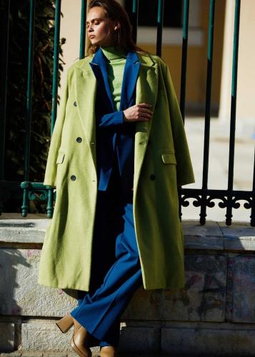 Παλτό oversized με απαλή υφή - Olive Green