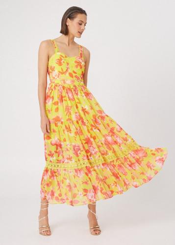 Φόρεμα σιφόν με φλοράλ μοτίβο - Κίτρινο