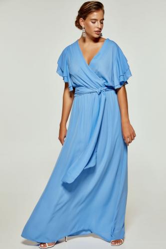 Φόρεμα μάξι κρουαζέ με ζωνάκι-2285F