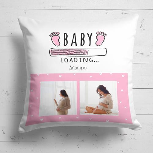Baby Girl Loading - Μαξιλάρι Με Γέμιση Λευκό 25Χ25 Απλό