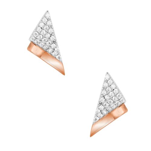 Σκουλαρίκια Τρίγωνα από ροζ επιχρυσωμένο ασήμι 925°“Ribbon”