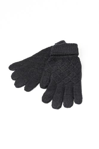 Μαύρα Πλεκτά Γάντια με Ριπ Τελείωμα
