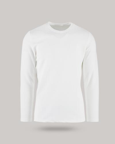 Ανδρική μακρυμάνικη μπλούζα με ανάγλυφο ύφασμα (Λευκή)