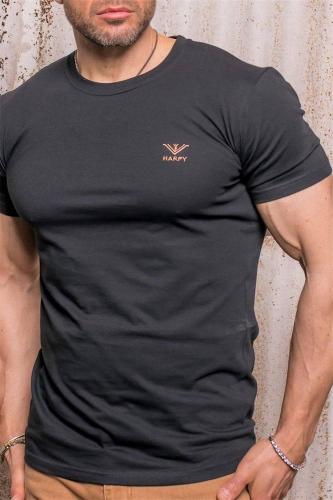 Ανδρικό μονόχρωμο T-Shirt Harpy με κέντημα (Μαύρο)
