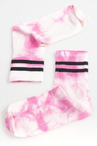Κάλτσες Tie-Dye με ρίγα ψηλές (Ροζ)