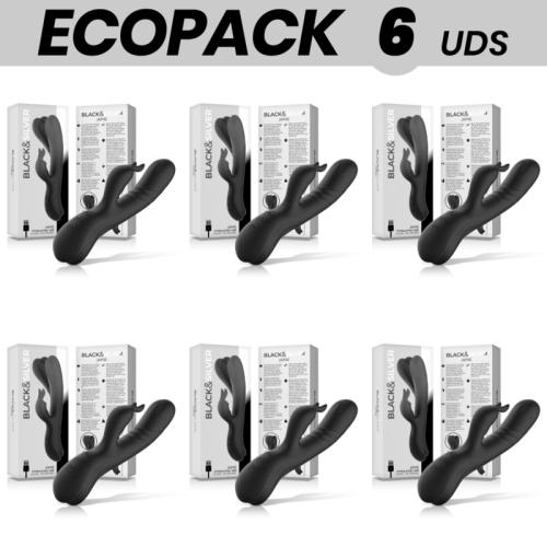 Ecopack 6 Units - Black&silverjamie Rechargeable Silicone Rabbit Stimulator Black